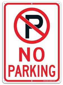 no parking sign with symbol sign, 14 x 10 inches reflective .40 rust free aluminum, uv protected, weather resistant, waterproof, durable ink, easy to mount