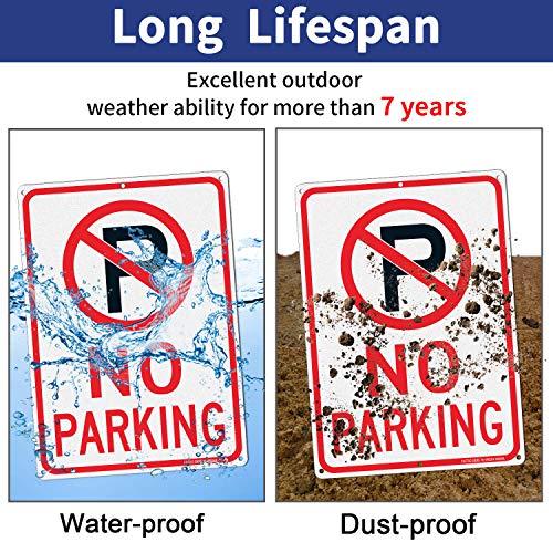 No Parking Sign With Symbol Sign, 14 x 10 Inches Reflective .40 Rust Free Aluminum, UV Protected, Weather Resistant, Waterproof, Durable Ink, Easy To Mount