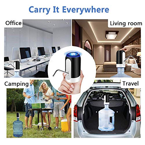 Electric Water Bottle Pump, USB Charging Automatic Drinking Water Dispenser, 30 Days Battery Life, Portable Water Bottle Switch for Universal 2-5 Gallon Bottle, for Home, Office, Travel, Camping