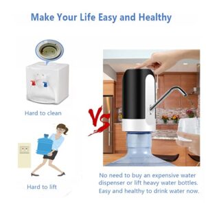 Electric Water Bottle Pump, USB Charging Automatic Drinking Water Dispenser, 30 Days Battery Life, Portable Water Bottle Switch for Universal 2-5 Gallon Bottle, for Home, Office, Travel, Camping