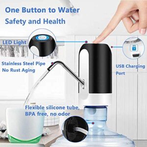 Electric Water Bottle Pump, USB Charging Automatic Drinking Water Dispenser, 30 Days Battery Life, Portable Water Bottle Switch for Universal 2-5 Gallon Bottle, for Home, Office, Travel, Camping