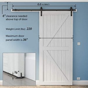 Genius Iron Barn Door Hardware Kit, 6.6FT Sliding Barn Door Hardware Kit, Heavy Duty Barn Door Track, for 36in-40in Wide Sliding Door Panel, Easy Installation, Basic J