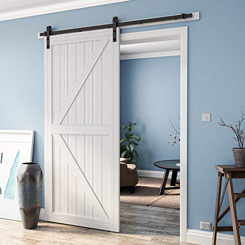 Genius Iron Barn Door Hardware Kit, 6.6FT Sliding Barn Door Hardware Kit, Heavy Duty Barn Door Track, for 36in-40in Wide Sliding Door Panel, Easy Installation, Basic J