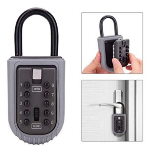 CCYX Key Lock Box,Realtor Key Lock Box Safe Lockbox 10-Digit Push Button Combination Safe Vault - Portable Outdoor Stor a Key - Door Handle or Fence Mount.