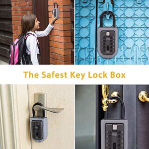 CCYX Key Lock Box,Realtor Key Lock Box Safe Lockbox 10-Digit Push Button Combination Safe Vault - Portable Outdoor Stor a Key - Door Handle or Fence Mount.