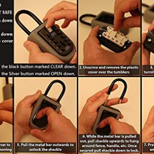 CCYX Key Lock Box,Realtor Key Lock Box Safe Lockbox 10-Digit Push Button Combination Safe Vault - Portable Outdoor Stor a Key - Door Handle or Fence Mount.