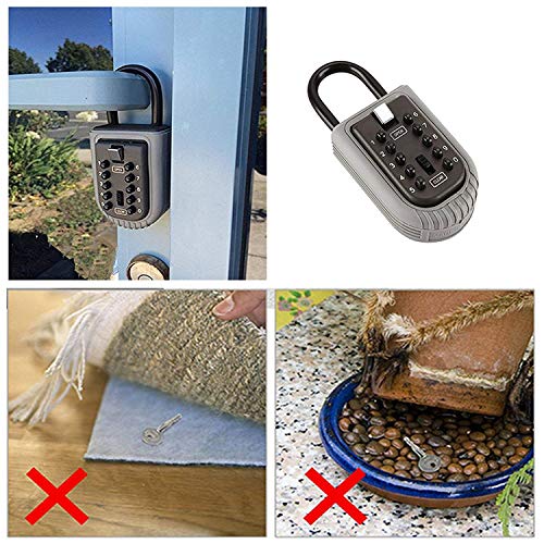 CCYX Key Lock Box,Realtor Key Lock Box Safe Lockbox 10-Digit Push Button Combination Safe Vault - Portable Outdoor Stor a Key - Door Handle or Fence Mount.