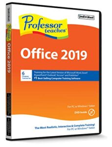 professor teaches office 2019 - interactive training for word, excel, powerpoint, outlook, access, publisher & more! - cd/dvd