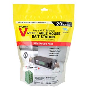 victor m923 fast-kill brand ready-to-use refillable mouse station – 20 blocks