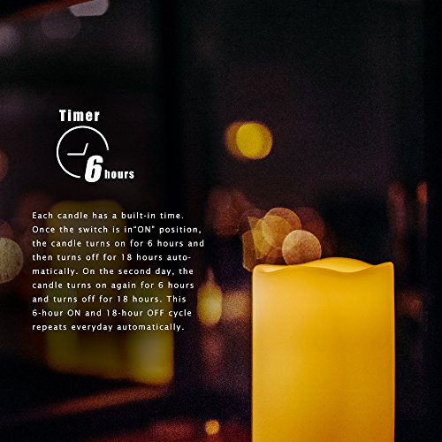 CANDLE CHOICE Waterproof Outdoor Battery Operated Flameless Candles with Timer Realistic Flickering Plastic Fake Electric LED Pillar Lights for Lantern Wedding Christmas Decorations 3x6 Inches 2 Pack