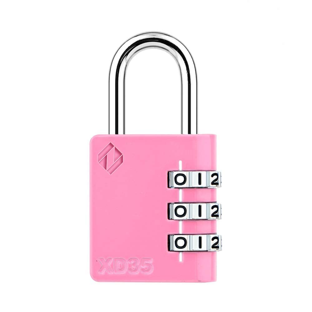 Zarker XD35 3-Digit Combination Padlock, Pink, 1-Pack