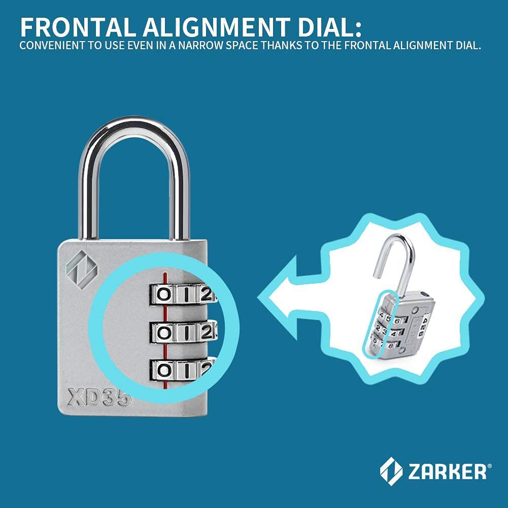 Zarker XD35 3-Digit Combination Padlock, Pink, 1-Pack