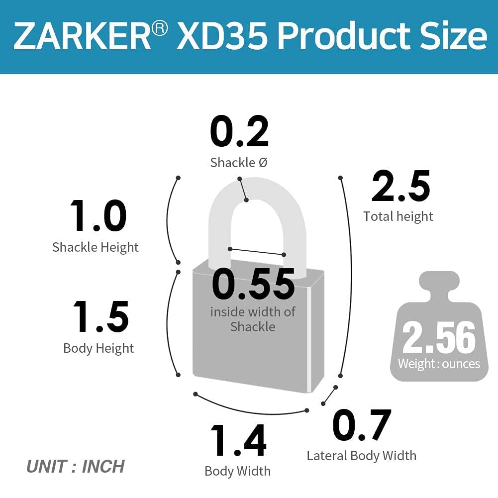 Zarker XD35 3-Digit Combination Padlock, Pink, 1-Pack