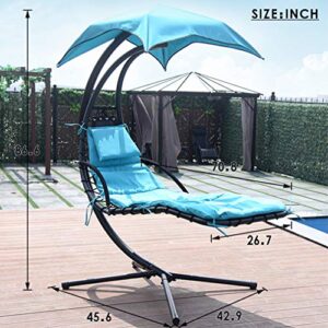 FDW Lounger Floating Chaise Canopy Swing Lounge Chair Hammock Arc Air Porch Stand for Outdoor Indoor, Blue