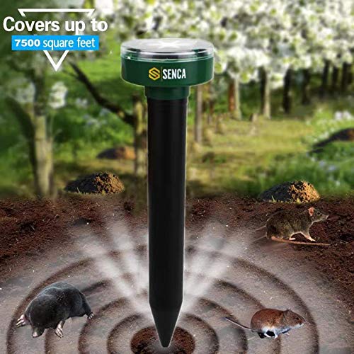 Senca 2 in 1 Solar Waterproof Outdoor Pathway Light Powered Sonic Pest Repellent, 4 Pack, Repel Mole, Gopher, Snake, Vole, Mouse for Lawn Garden Yards, Backyard, Humane Pest Control