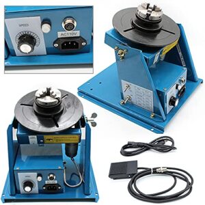 Rotary Welding Positioner, Mini 0 to 90° Welding Positioner Positioning Turntable 180mm Portable Welder Positioner Turntable Machine Equipment, Mini 2.5" 3 Jaw Lathe Chuck, 2-10 r/min Adjustable Speed