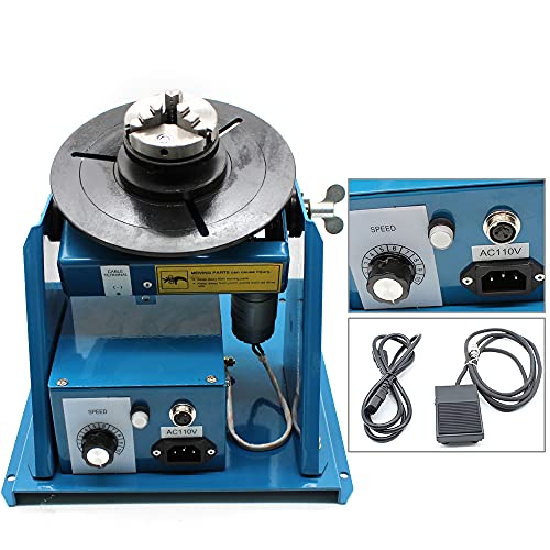 Rotary Welding Positioner, Mini 0 to 90° Welding Positioner Positioning Turntable 180mm Portable Welder Positioner Turntable Machine Equipment, Mini 2.5" 3 Jaw Lathe Chuck, 2-10 r/min Adjustable Speed