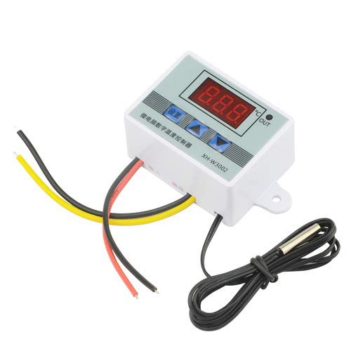 XINGYHENG XH-W3002 DC 110V-220V 1500W 10A Microcomputer Digital Temperature Controller Digital Display Thermostat Control Switch and NTC 10K Thermistor Sensors Temperature Probe (110-220V 1500W)