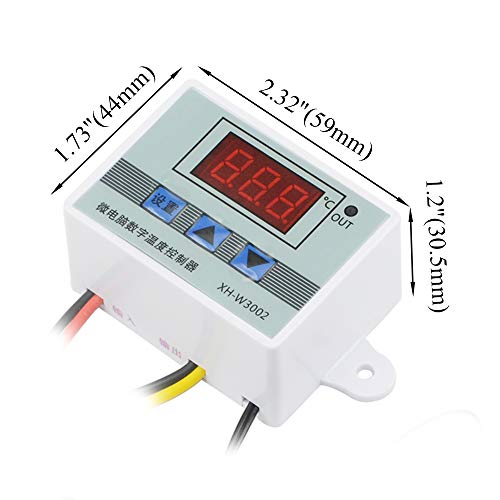 XINGYHENG XH-W3002 DC 110V-220V 1500W 10A Microcomputer Digital Temperature Controller Digital Display Thermostat Control Switch and NTC 10K Thermistor Sensors Temperature Probe (110-220V 1500W)