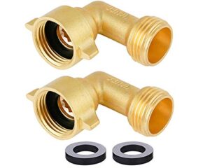garden hose connector 90 degree brass garden hose elbow solid brass adapter (2pcs)+ extra 4 pressure washers