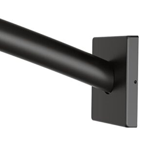 moen triva matte black 5-foot curved fixed mount shower curtain rod with pivoting flanges, csr2167bl