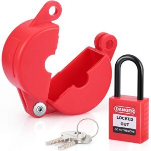 honoson valve lockout and safety padlock combination oil gas valve lock natural gas valve for chemical industry, 1-2.5 inch, red (1 pack)