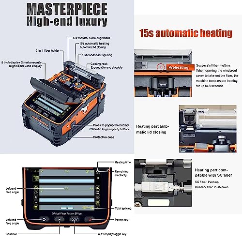 D YEDEMC SM&MM Automatic Fiber Optical Fusion Splicer Integrate Visual Fault Locator and Optical Power Meter (Ai-9) & Fiber Cleaver Kit (Green_Box_Ai-9)