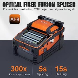 D YEDEMC SM&MM Automatic Fiber Optical Fusion Splicer Integrate Visual Fault Locator and Optical Power Meter (Ai-9) & Fiber Cleaver Kit (Green_Box_Ai-9)