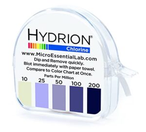 micro essential lab cm-240 hydrion chlorine dispenser 10-200 ppm test roll plus extra roll 200 tests