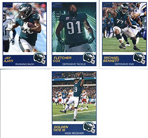 2019 Panini Score Football Veteran Philadelphia Eagles Team Set of 10 Cards: Carson Wentz(#183), Jordan Hicks(#184), Josh Adams(#185), Zach Ertz(#186), Alshon Jeffery(#187), Nelson Agholor(#188), Michael Bennett(#189), Fletcher Cox(#190), Jay Ajayi(#191),