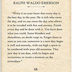 Ralph Waldo Emerson - Write It on Your Heart - Inspirational Quote Book Page Poster for Home and Office Decor, Wall Art for Motivation Inspiration, Book Lovers Gift, 11x14 Unframed Typography Print