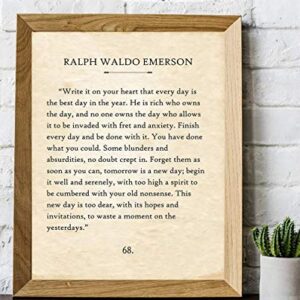 Ralph Waldo Emerson - Write It on Your Heart - Inspirational Quote Book Page Poster for Home and Office Decor, Wall Art for Motivation Inspiration, Book Lovers Gift, 11x14 Unframed Typography Print