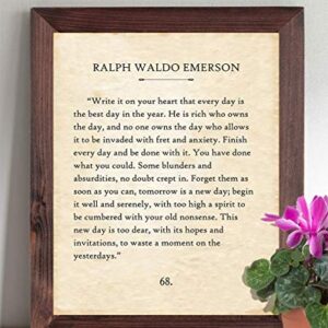 Ralph Waldo Emerson - Write It on Your Heart - Inspirational Quote Book Page Poster for Home and Office Decor, Wall Art for Motivation Inspiration, Book Lovers Gift, 11x14 Unframed Typography Print