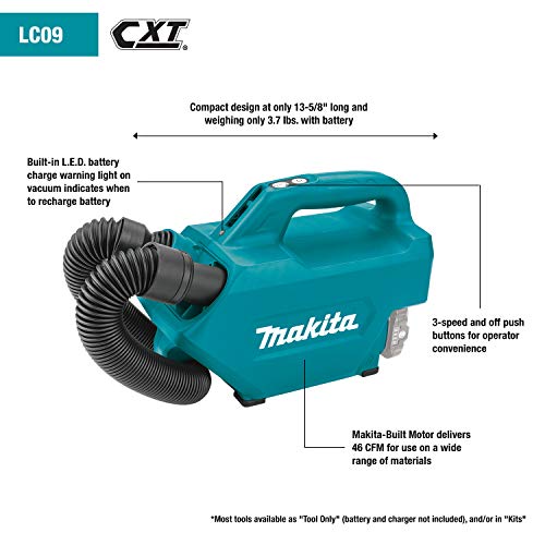 Makita LC09Z 12V max CXT® Lithium-Ion Cordless Vacuum, Tool Only