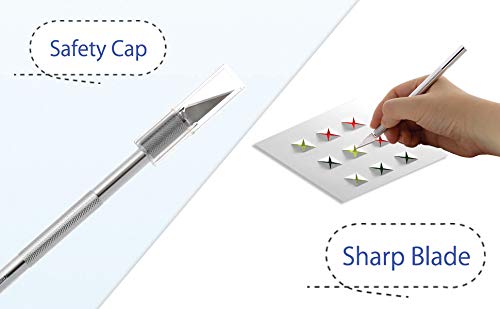 BAZIC Precision Knife + 2 Blades, Craft Cutter w/ Safety Cap, #11 Fine Point Blade, Easy-Change Blade System, Cutting Knives for Art Supply, 1-Pack