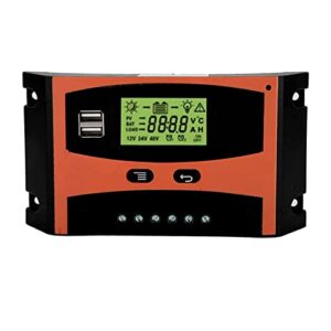 solar charge controller-60a solar charge controller, 12v/24v mppt solar panel controller solar panel intelligent regulator auto battery controller with dual usb port and pwm lcd display(60a)