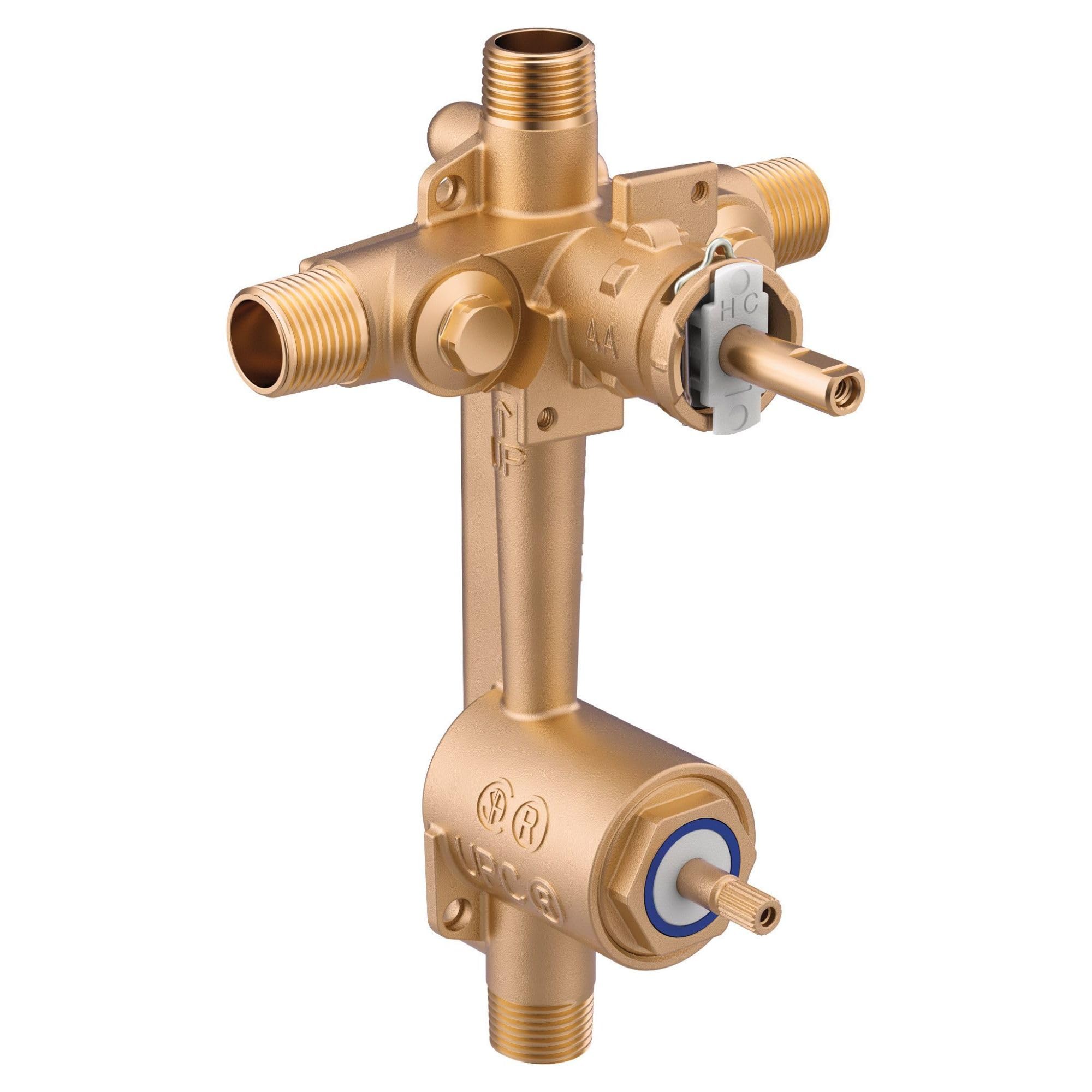 Moen Posi-Temp Pressure Balancing Valve with Built-In 3-Function Transfer Valve for Double Handle Trim Setups, 1/2” CC/IPS Connections, 2551