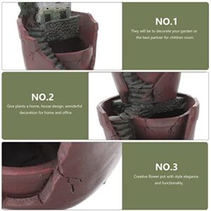 Garden Ornaments Dual Layer Sky Garden Pot Herb Flower Cacti Sedum Succulent Bonsai Planter Box Resin Crafts for Home Store