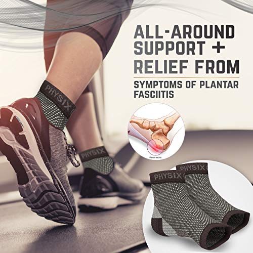 Physix Gear Sport Plantar Fasciitis Socks with Arch Support for Men & Women - Ankle Compression Sleeve, Toeless Compression Socks Foot Pain Relief, Ankle Swelling - Better than Night Splint, Black XXL