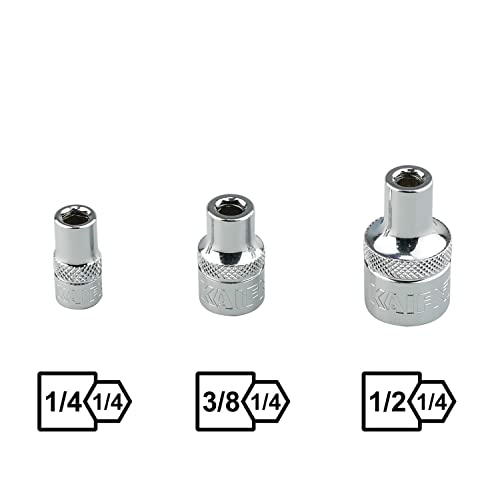 KAIFNT K301 Square Drive Magnetic Bit Holder Socket Adapters, 3-Piece