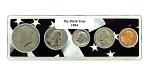 1984-5 coin birth year set in american flag holder uncirculated