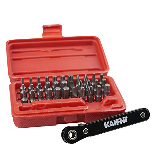 KAIFNT K402 Screwdriver Bit Set with Mini Ratchet Wrench, 1/4-Inch Drive, 34-Piece