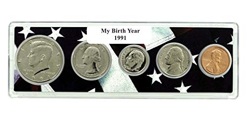 1991-5 Coin Birth Year Set in American Flag Holder Uncirculated