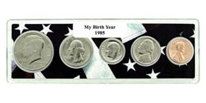1985-5 coin birth year set in american flag holder uncirculated