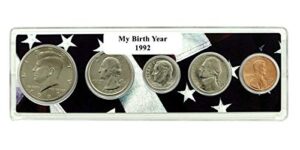 1992-5 coin birth year set in american flag holder uncirculated