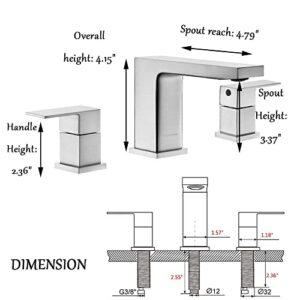 VCCUCINE Widespread Brushed Nickel 3 Hole Bathroom Faucet,2 Handles 8 Inch Bathroom Faucets for Sink 3 Hole, Modern Bathroom Vanity Sink Faucet with Drain and Supply Lines