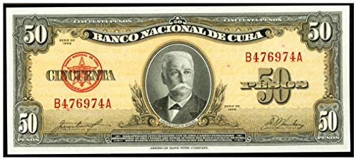 CU 1959 RARE, VIVIDLY COLORFUL CUBA 50 and 100 PESO BILLS! HI DENOMINATION GEMS ISS'D SAME YEAR AS CUBAN REVOLUTION! Choice Crisp Uncirculated