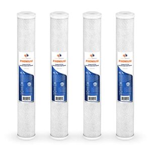 aquaboon premium 20 x 2.5 inch 5 micron | whole house carbon water filter replacement | universal coconut shell cartridge for whole home | 4 pack