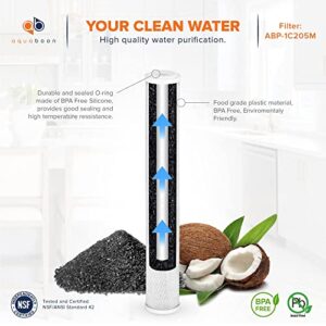 Aquaboon Premium 20 x 2.5 inch 5 Micron | Whole House Carbon Water Filter Replacement | Universal Coconut Shell Cartridge for Whole Home | 4 Pack