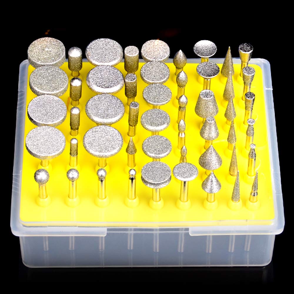 Oudtinx 50pcs Diamond Coated Grinding Head Grinding Burrs Set for Dremel Rotary Tool